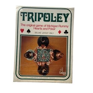 Tripoley Cadaco Board Game Rummy Hearts Poker Deluxe Layout No. 111 New 1969